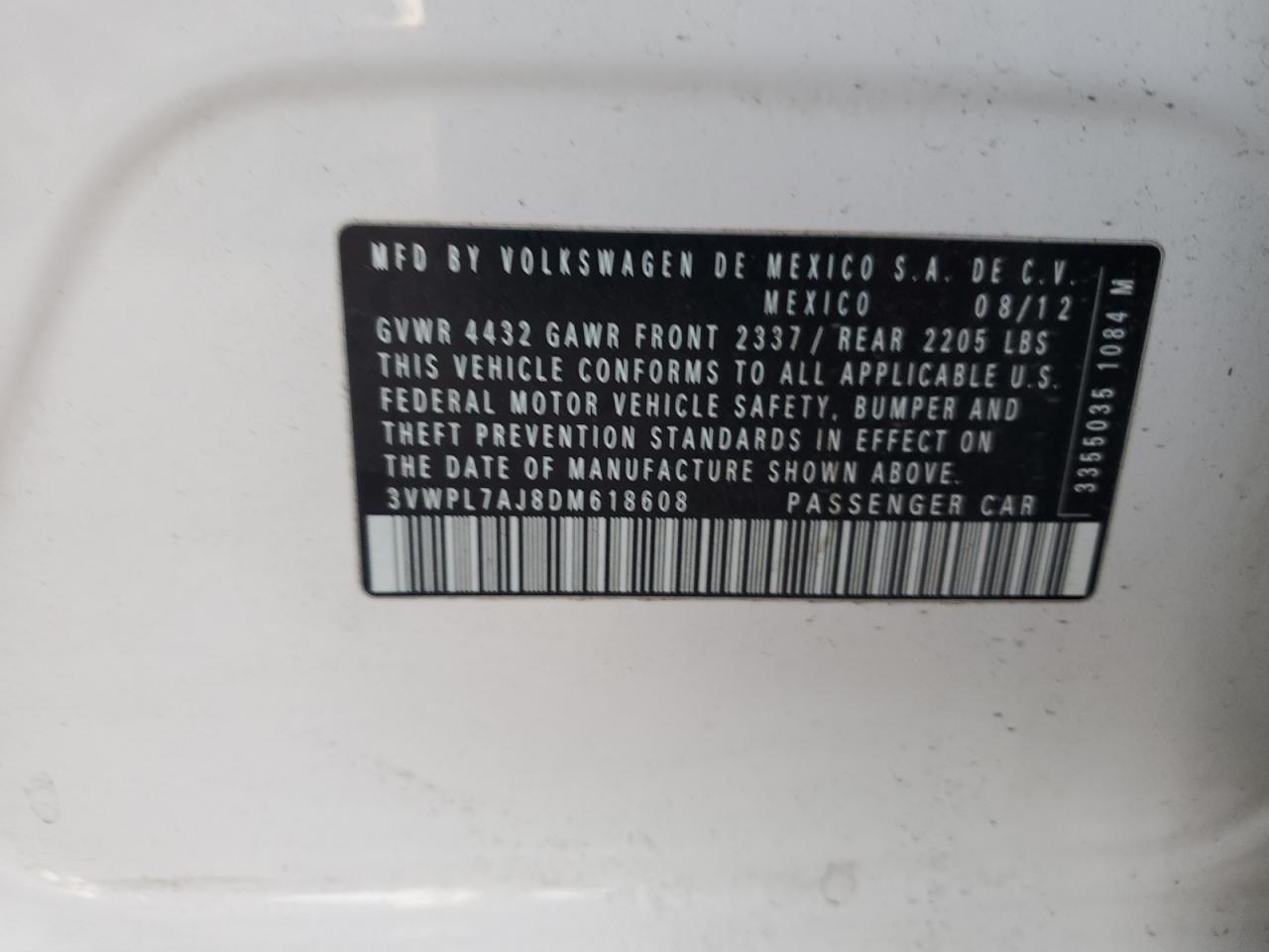 2013 Volkswagen Jetta Tdi VIN: 3VWPL7AJ8DM618608 Lot: 86124265