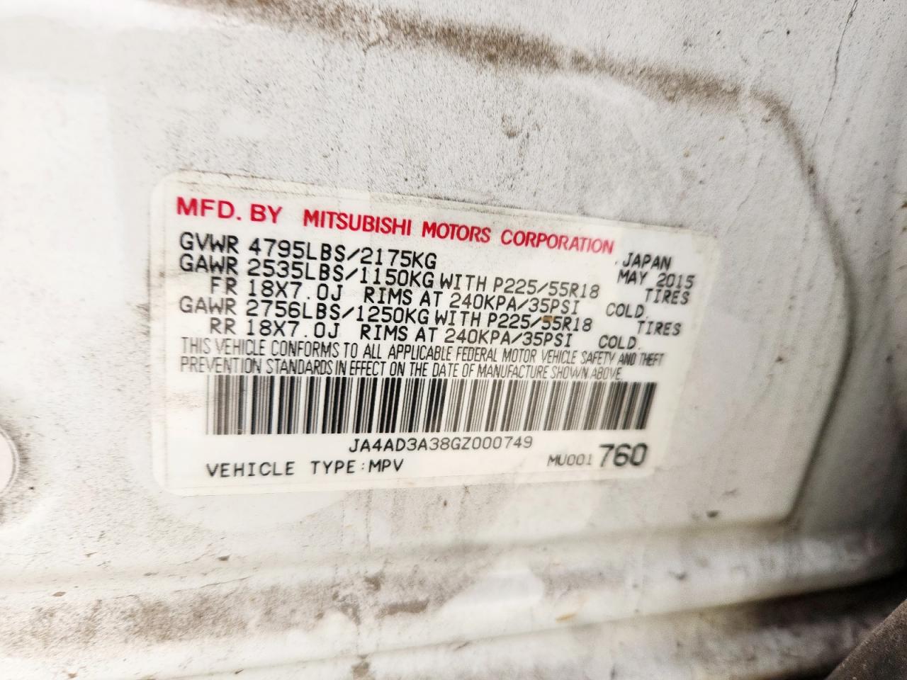 2016 Mitsubishi Outlander Se VIN: JA4AD3A38GZ000749 Lot: 90301975