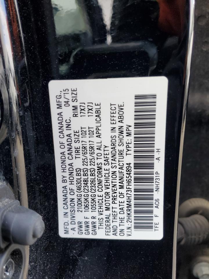 2015 Honda Cr-V Exl VIN: 2HKRM4H73FH654894 Lot: 91043445