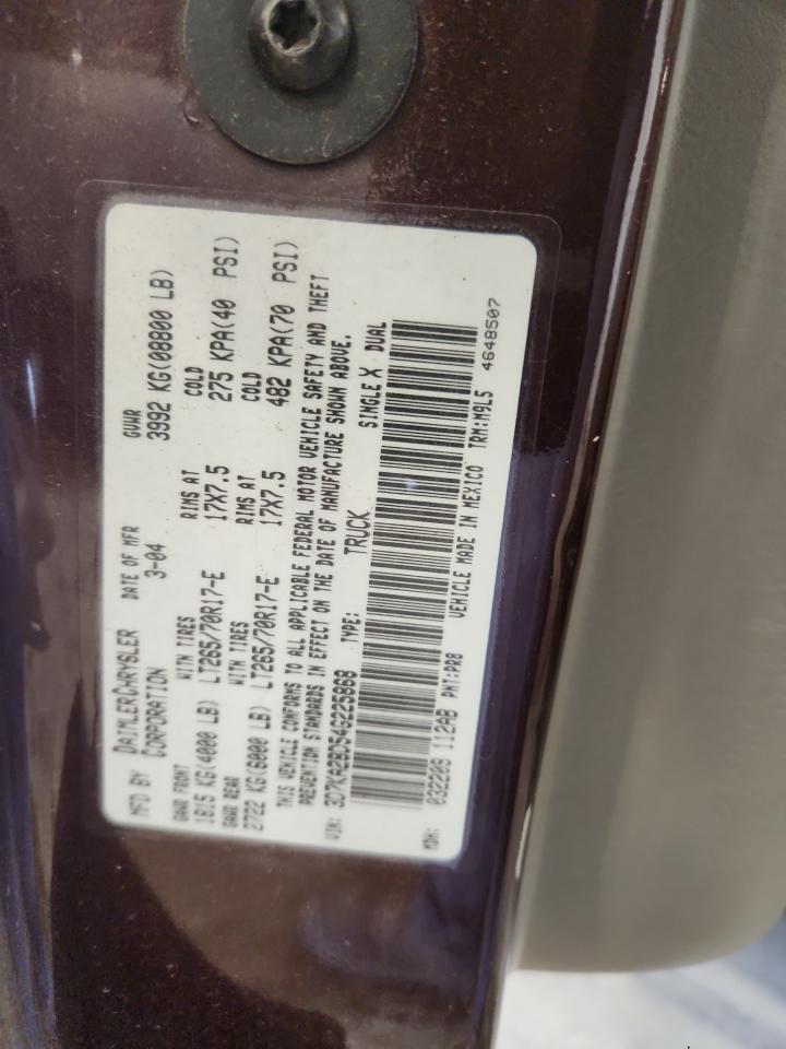 2004 Dodge Ram 2500 St VIN: 3D7KA28D54G225868 Lot: 87410675