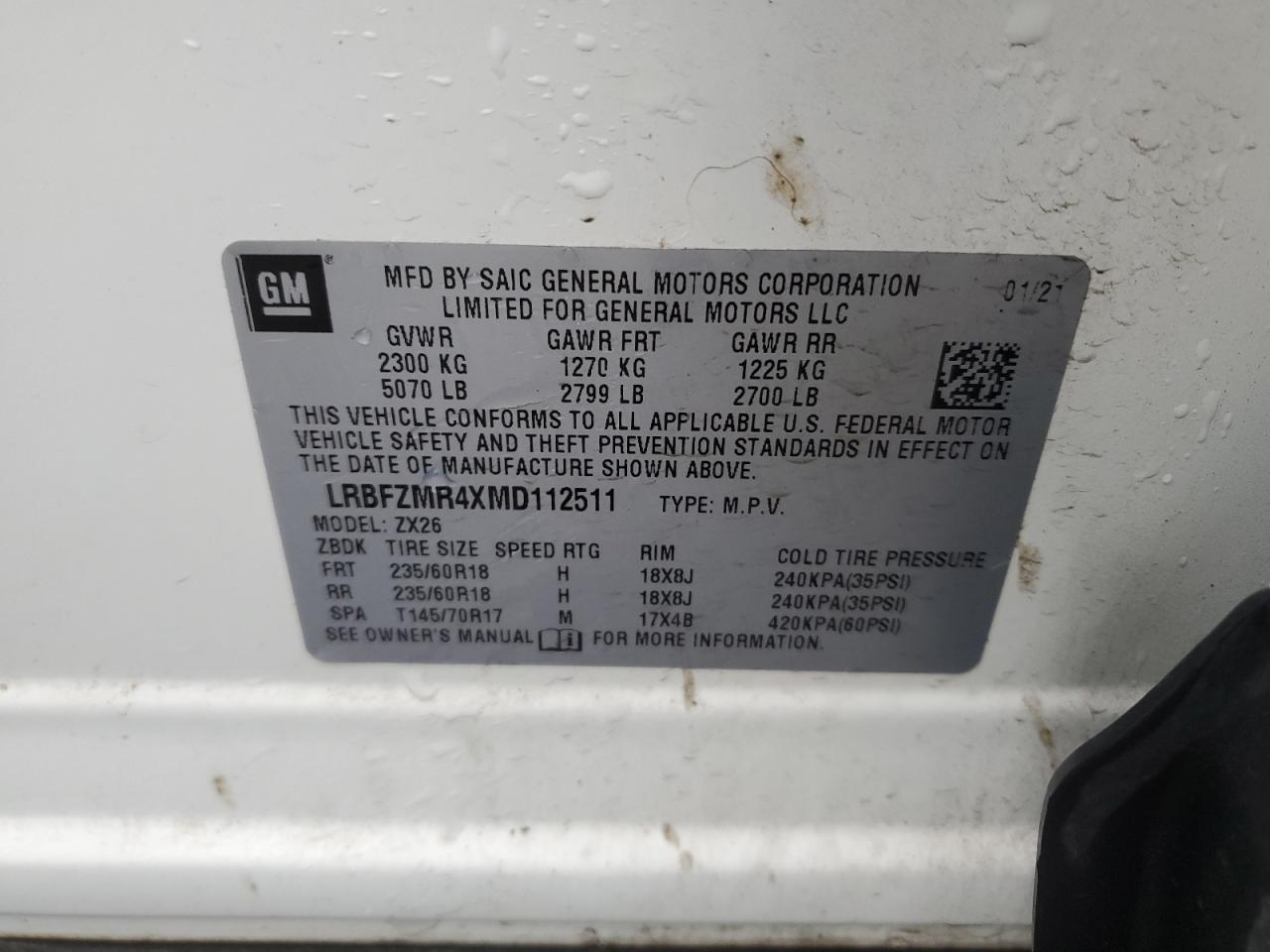 2021 Buick Envision Preferred VIN: LRBFZMR4XMD112511 Lot: 90539675