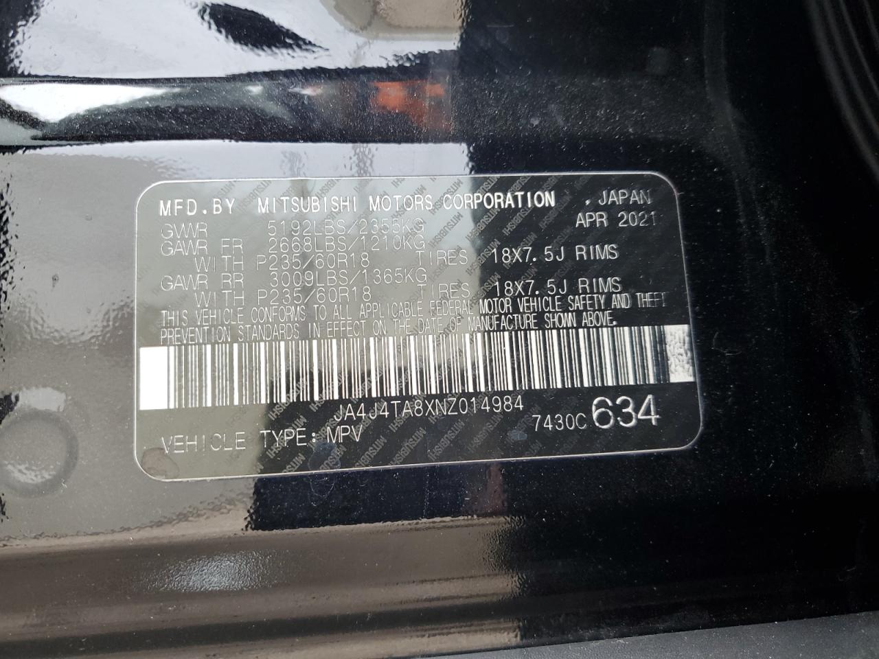 2022 Mitsubishi Outlander Es VIN: JA4J4TA8XNZ014984 Lot: 90420945