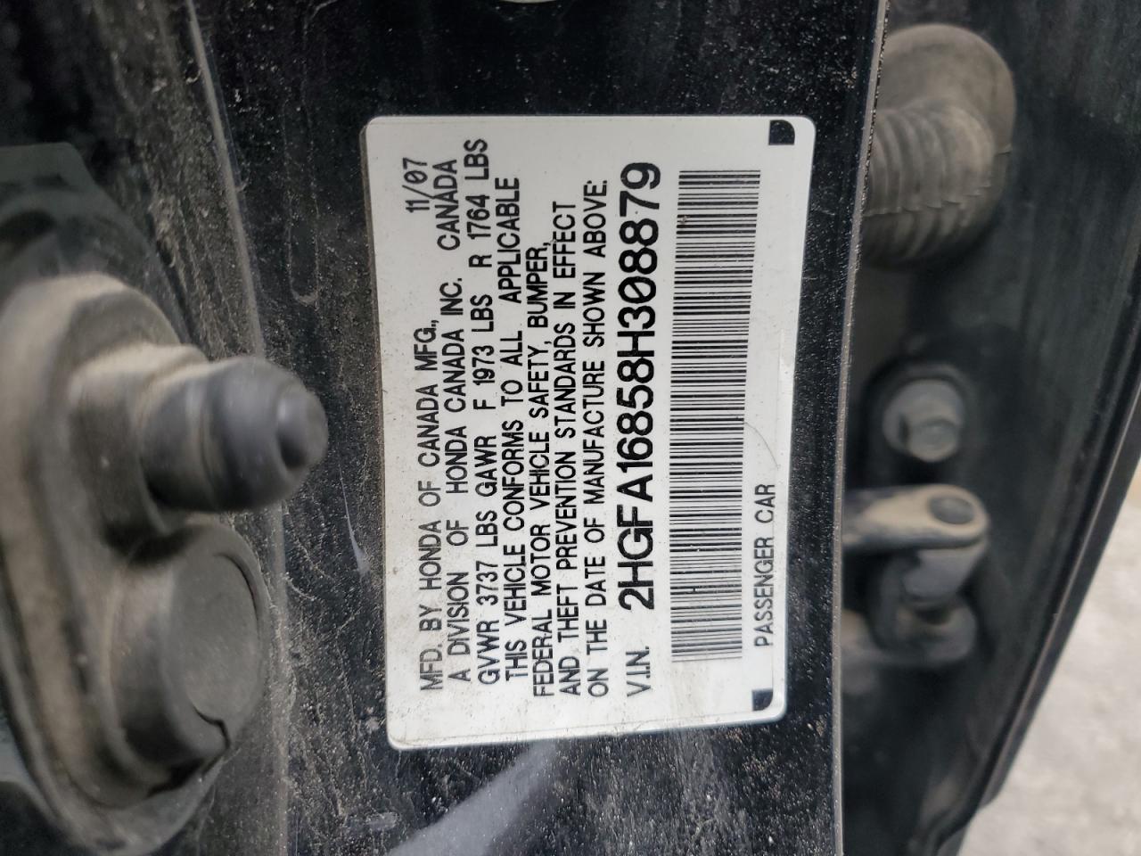 2008 Honda Civic Ex VIN: 2HGFA16858H308879 Lot: 81909385