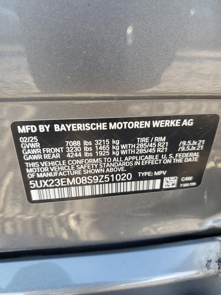 2025 BMW X7 xDrive40I VIN: 5UX23EM08S9Z51020 Lot: 90905665