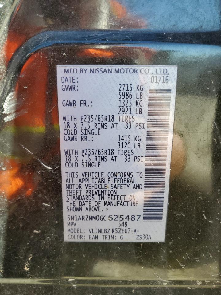 2016 Nissan Pathfinder S VIN: 5N1AR2MM0GC625487 Lot: 85081705