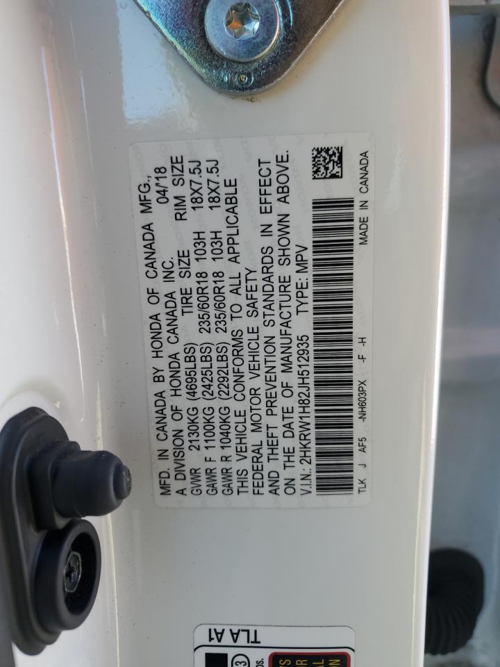 2018 Honda Cr-V Exl VIN: 2HKRW1H82JH512935 Lot: 82609365