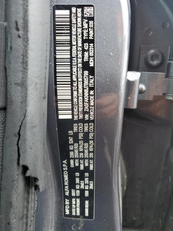 2018 Alfa Romeo Stelvio Ti Sport VIN: ZASFAKNN8J7B65799 Lot: 91031385