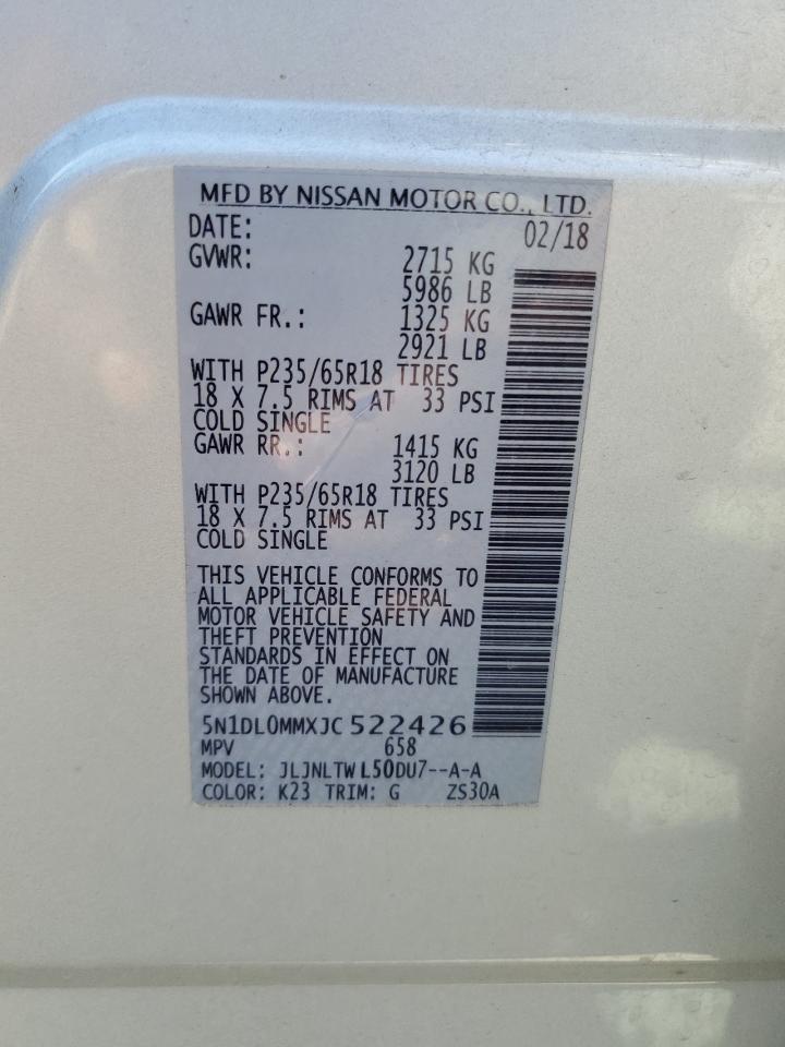 2018 Infiniti Qx60 VIN: 5N1DL0MMXJC522426 Lot: 86133545