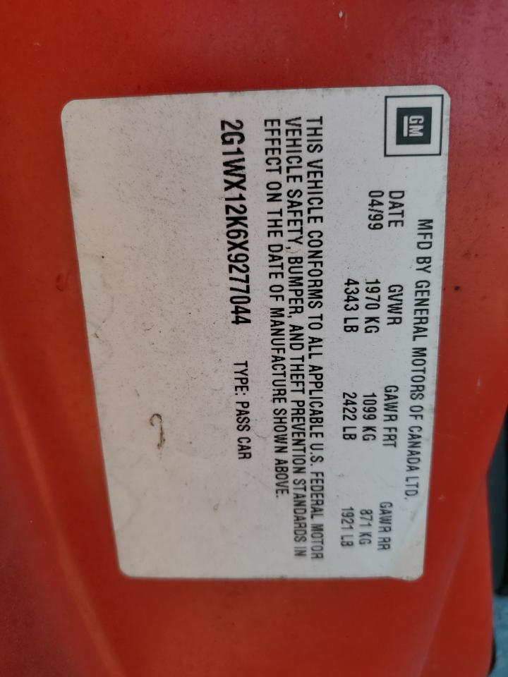 1999 Chevrolet Monte Carlo Z34 VIN: 2G1WX12K6X9277044 Lot: 86085725