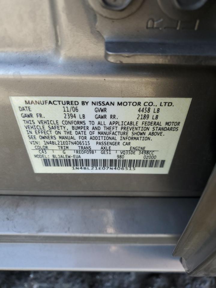 2007 Nissan Altima 3.5Se VIN: 1N4BL21E07N406515 Lot: 83853165