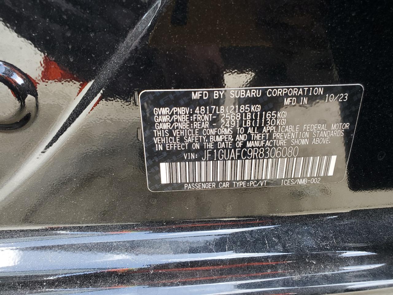 2024 Subaru Impreza Sport VIN: JF1GUAFC9R8306080 Lot: 85099585