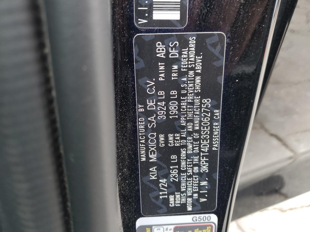 2025 Kia K4 Lx VIN: 3KPFT4DE3SE062758 Lot: 85659905