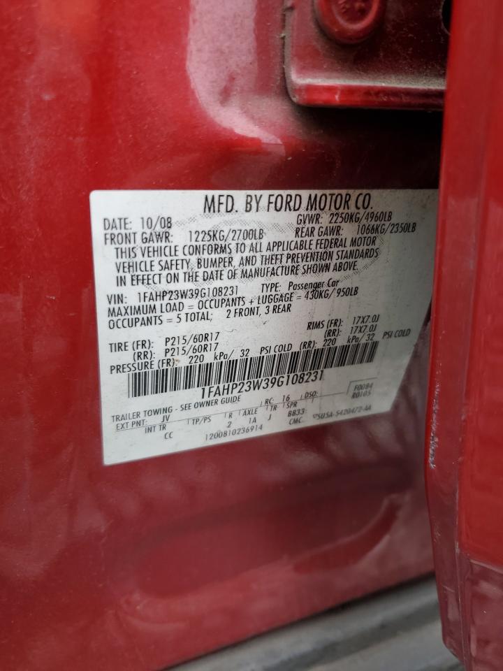 2009 Ford Taurus Se VIN: 1FAHP23W39G108231 Lot: 81218795