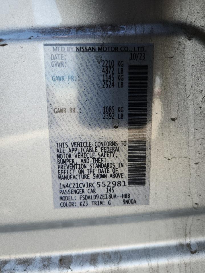 2024 Nissan Leaf Sv Plus VIN: 1N4CZ1CV1RC552981 Lot: 81907035