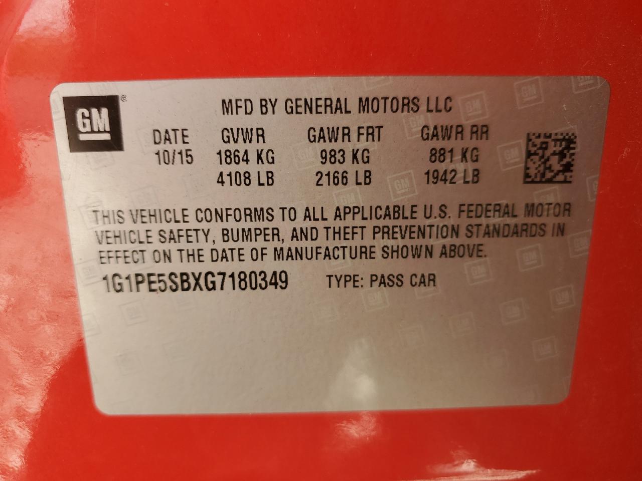 2016 Chevrolet Cruze Limited Lt VIN: 1G1PE5SBXG7180349 Lot: 82320915