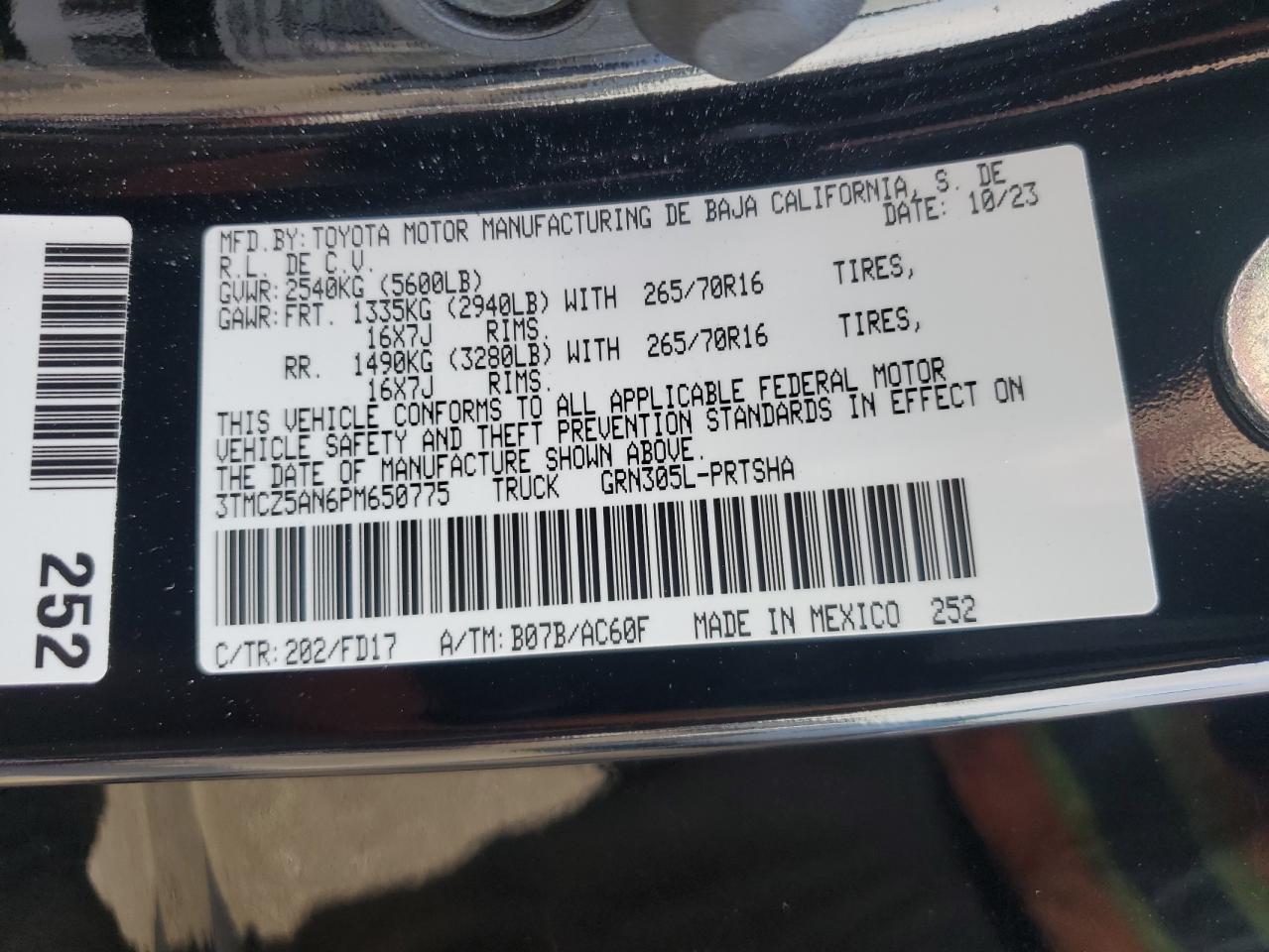 2023 Toyota Tacoma Double Cab VIN: 3TMCZ5AN6PM650775 Lot: 82204525