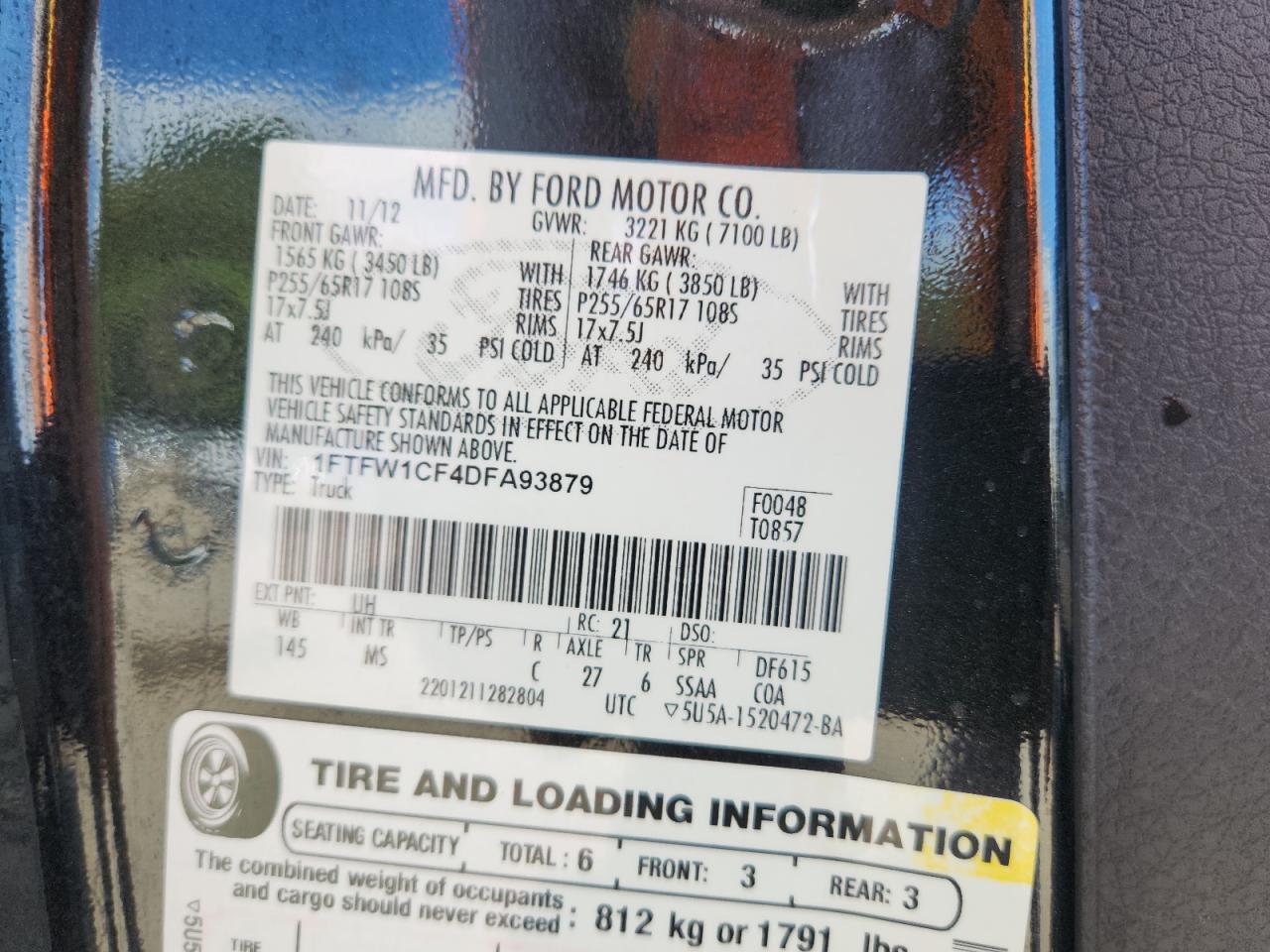 2013 Ford F150 Supercrew VIN: 1FTFW1CF4DFA93879 Lot: 84988525
