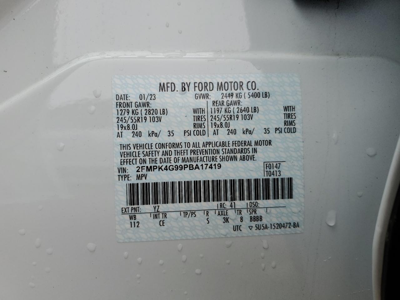 2023 Ford Edge Se VIN: 2FMPK4G99PBA17419 Lot: 85470485