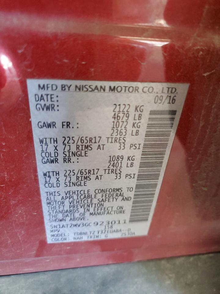 2016 Nissan Rogue S VIN: 5N1AT2MV3GC923011 Lot: 85277945