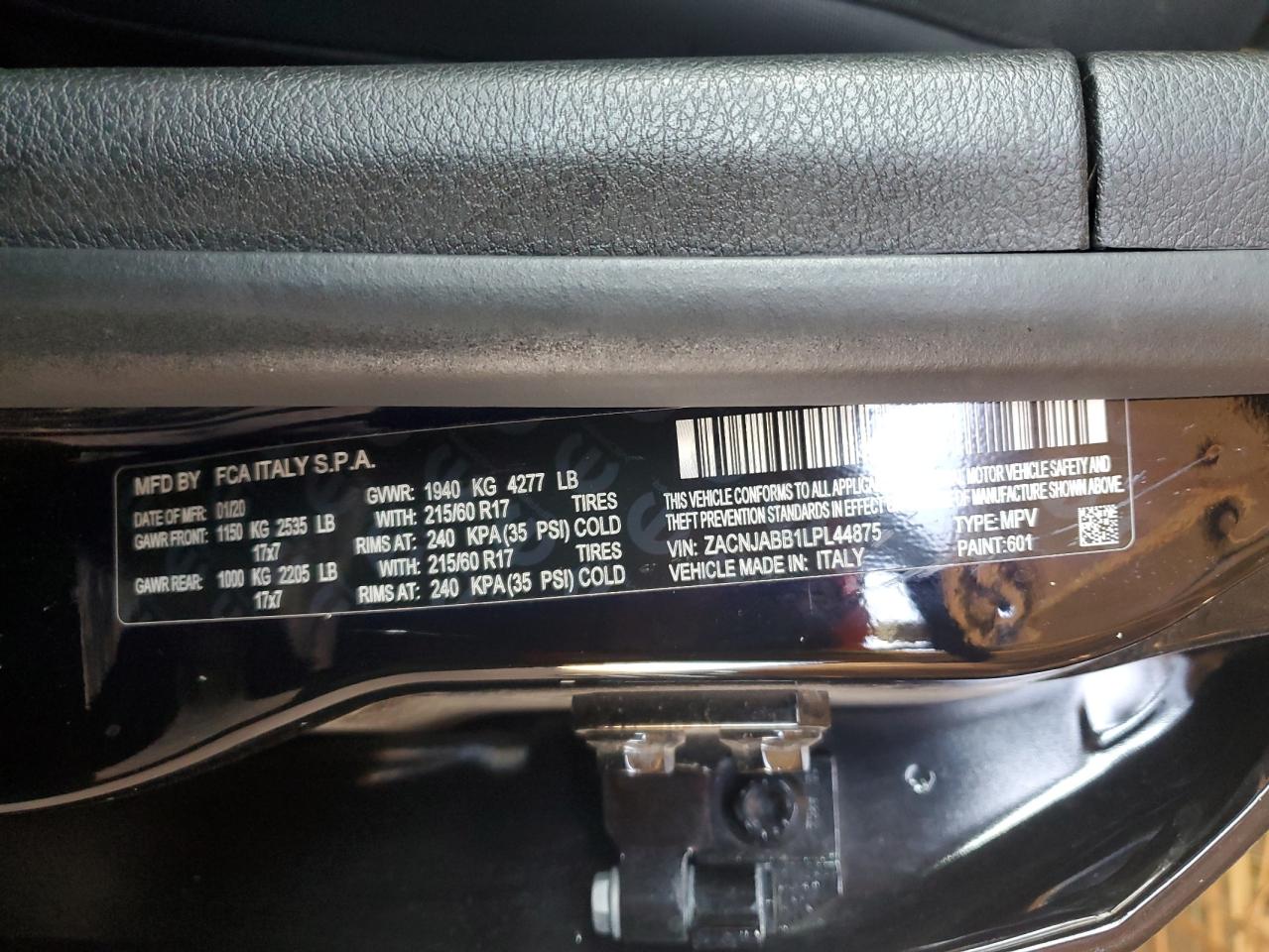 2020 Jeep Renegade Latitude VIN: ZACNJABB1LPL44875 Lot: 86887505