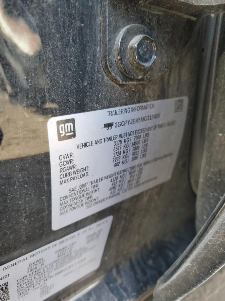 2021 Chevrolet Silverado K1500 Lt VIN: 3GCPYJEK5MG317488 Lot: 87490155