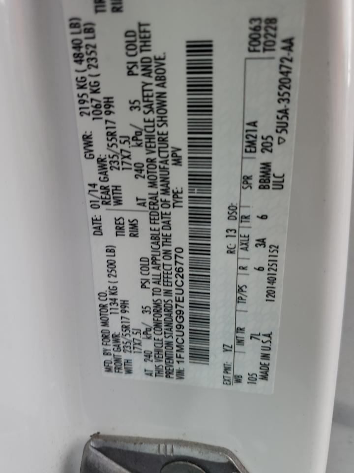 2014 Ford Escape Se VIN: 1FMCU9G97EUC26770 Lot: 82297175