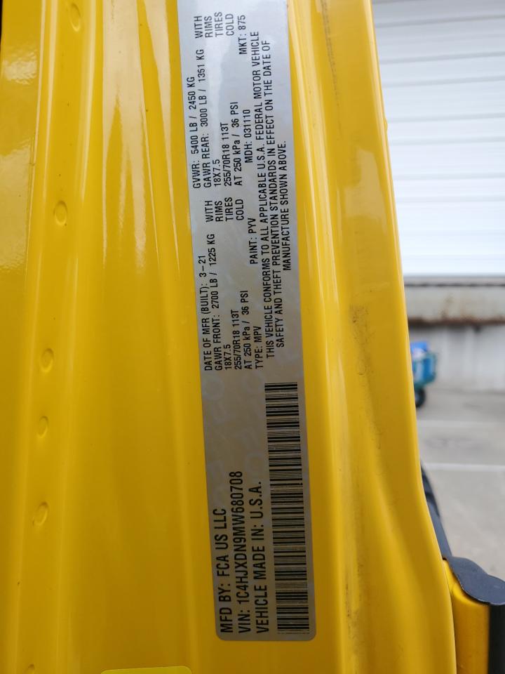 2021 Jeep Wrangler Unlimited Sport VIN: 1C4HJXDN9MW680708 Lot: 90006075