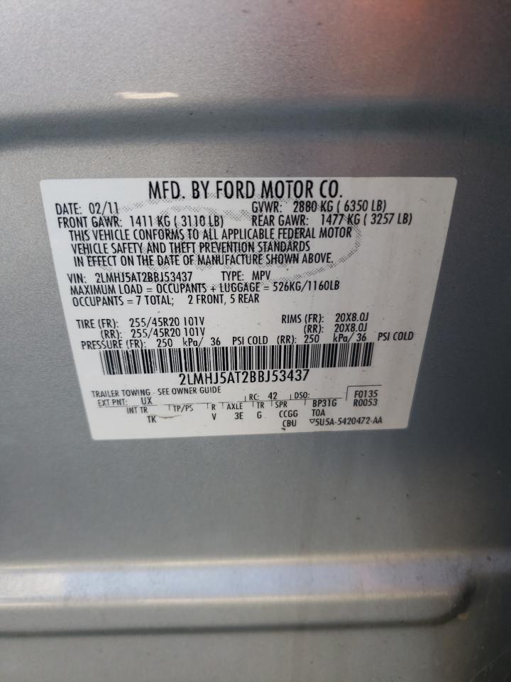 2011 Lincoln Mkt VIN: 2LMHJ5AT2BBJ53437 Lot: 85934875