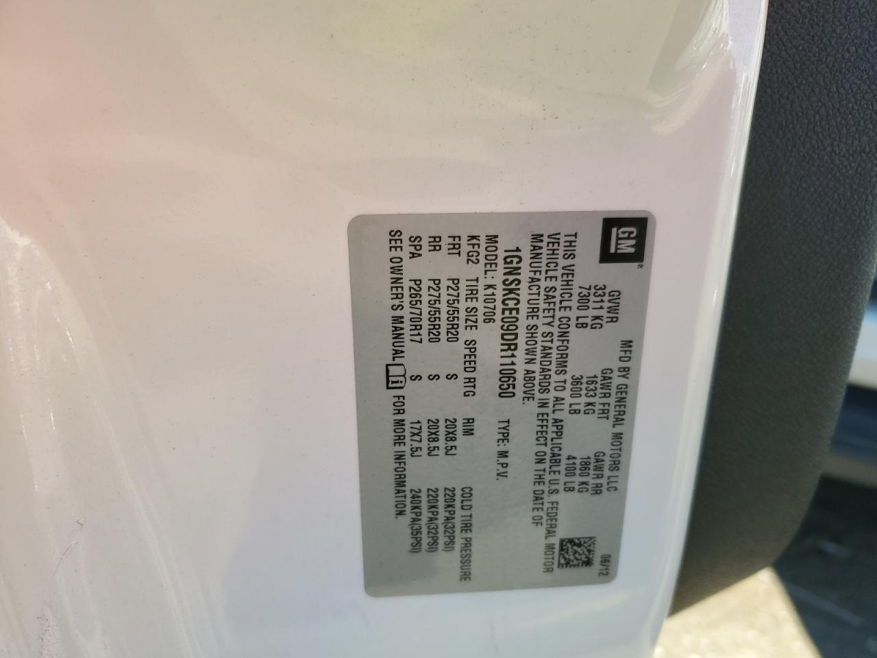 2013 Chevrolet Tahoe K1500 Ltz VIN: 1GNSKCE09DR110650 Lot: 82342915