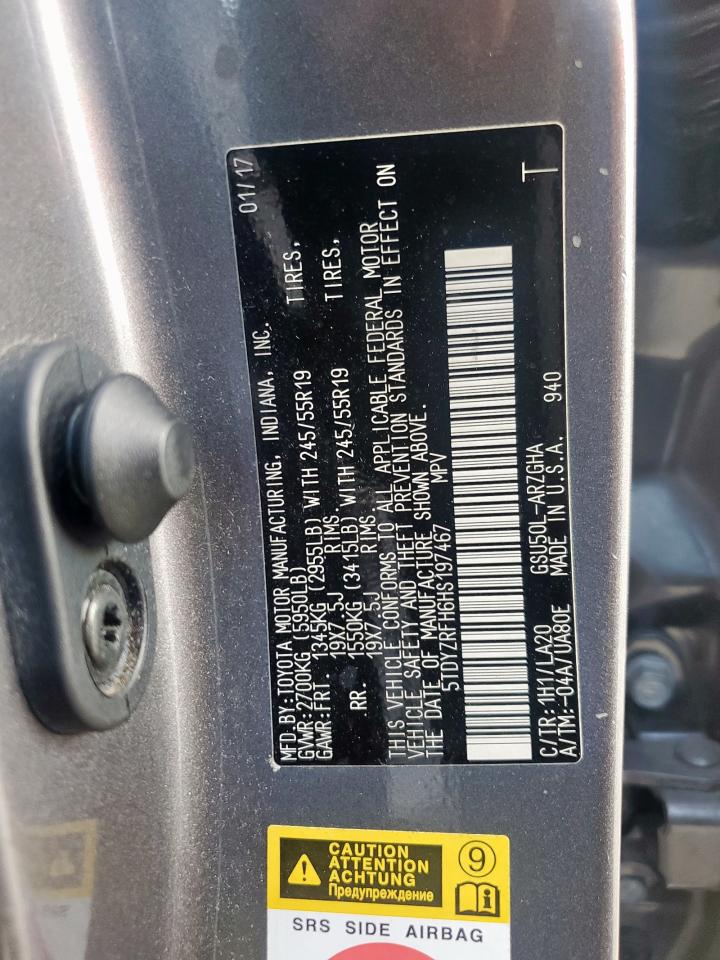 2017 Toyota Highlander Limited VIN: 5TDYZRFH6HS197467 Lot: 85275625