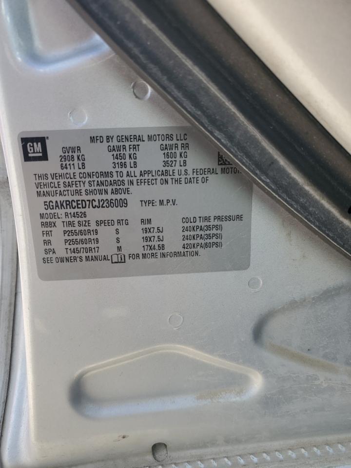 2012 Buick Enclave VIN: 5GAKRCED7CJ236009 Lot: 86299615