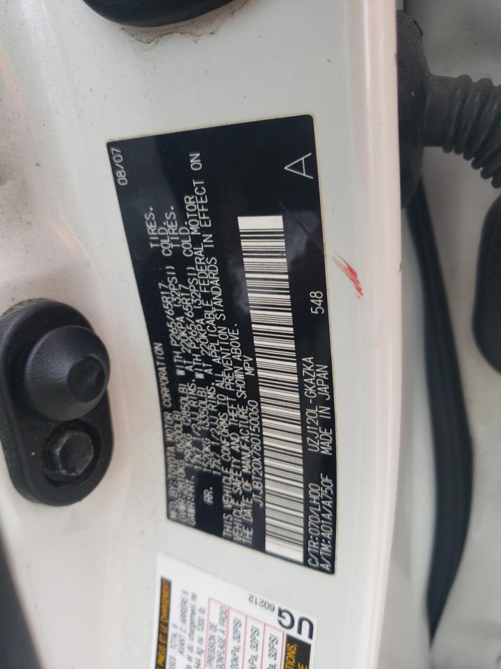 2008 Lexus Gx 470 VIN: JTJBT20X780150060 Lot: 85906755