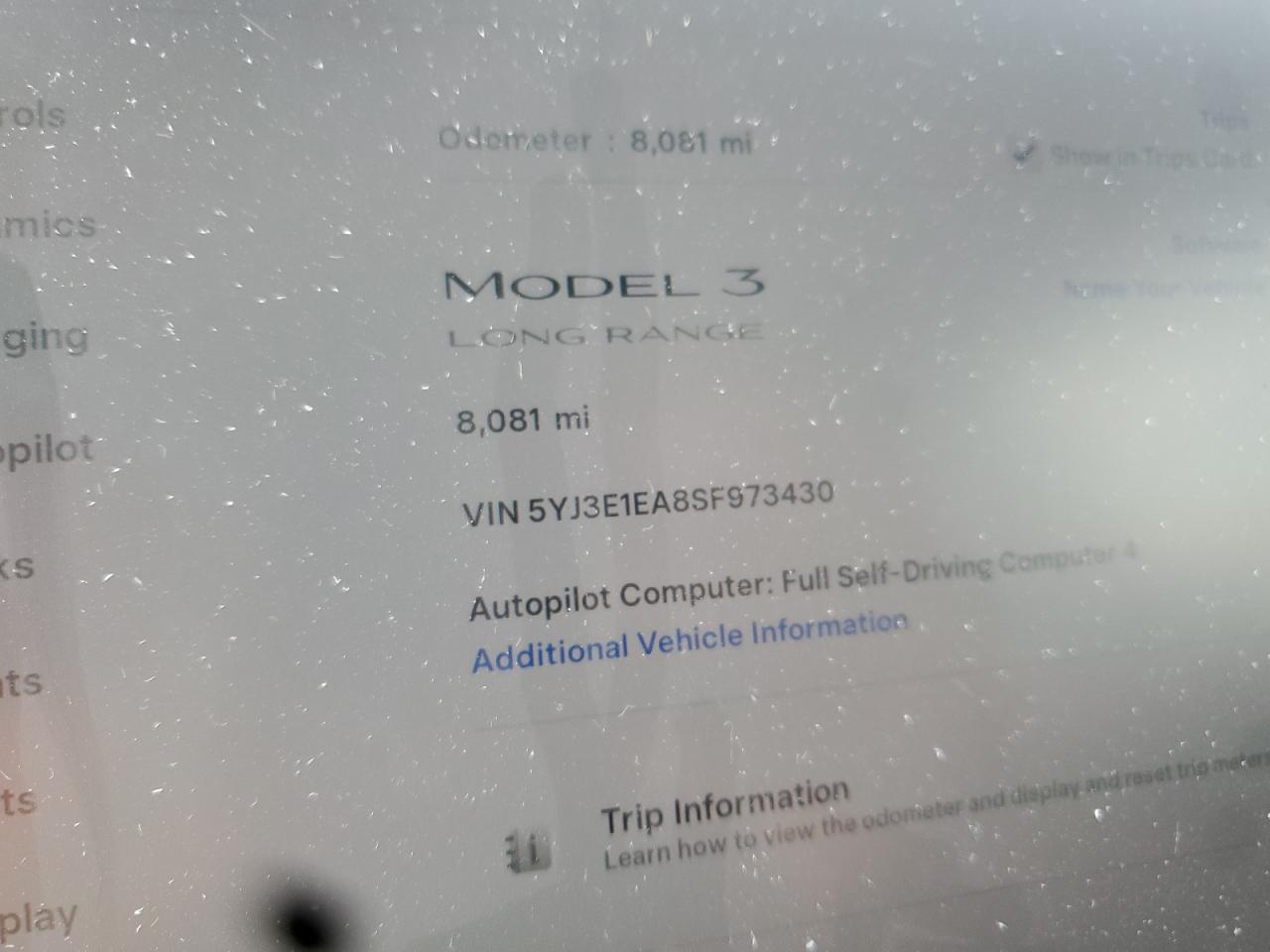 2025 Tesla Model 3 VIN: 5YJ3E1EA8SF973430 Lot: 85722585