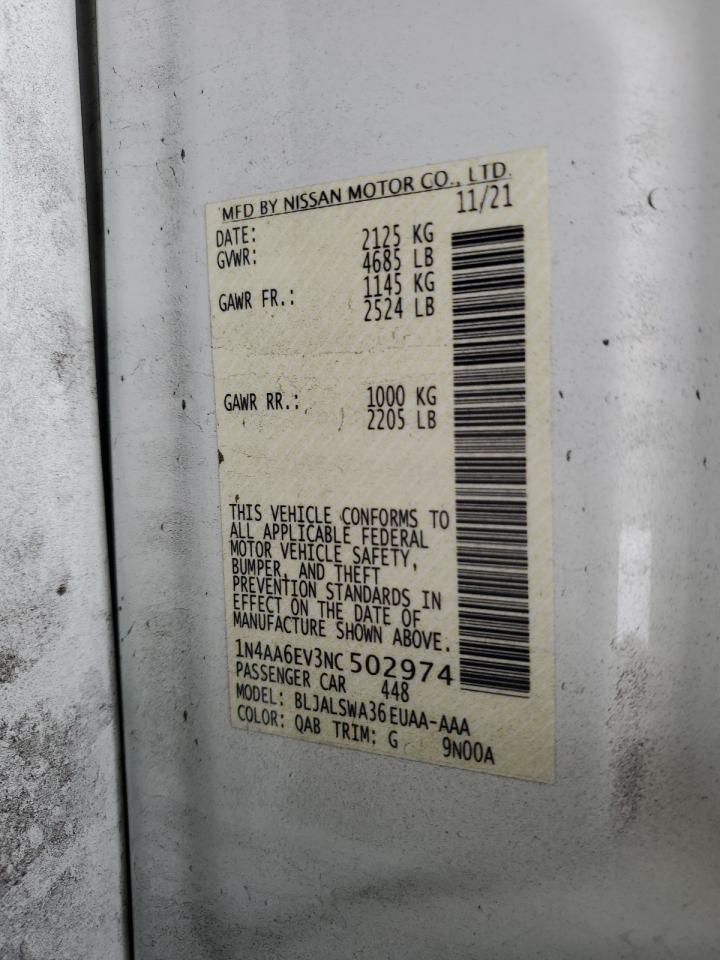 2022 Nissan Maxima Sr VIN: 1N4AA6EV3NC502974 Lot: 82246195