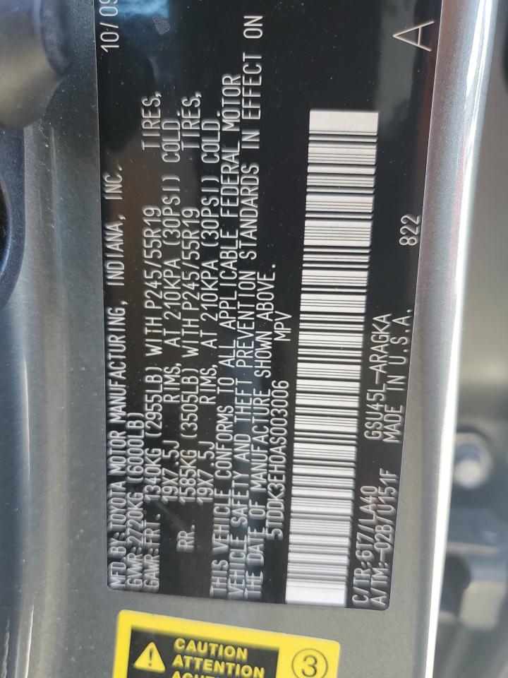 2010 Toyota Highlander Limited VIN: 5TDDK3EH0AS003006 Lot: 85744005