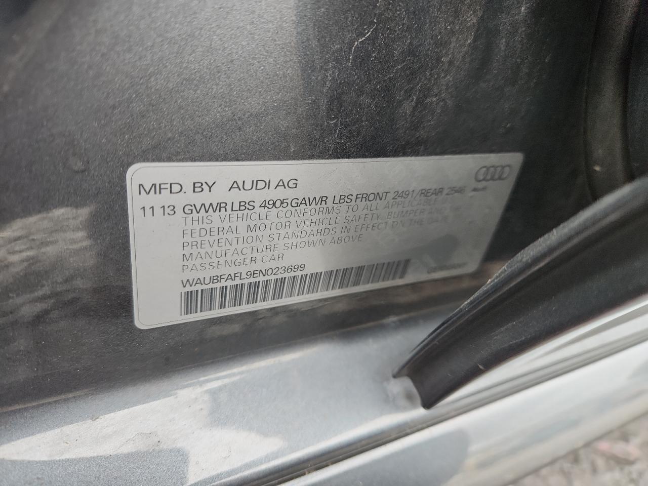 2014 Audi A4 Premium VIN: WAUBFAFL9EN023699 Lot: 86604795