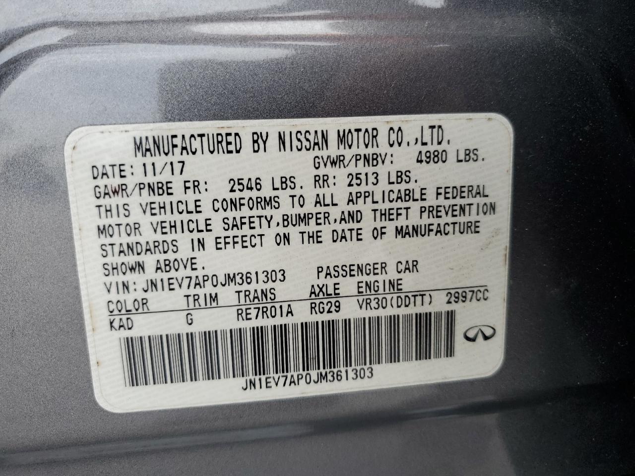 2018 Infiniti Q50 Luxe VIN: JN1EV7AP0JM361303 Lot: 89709315