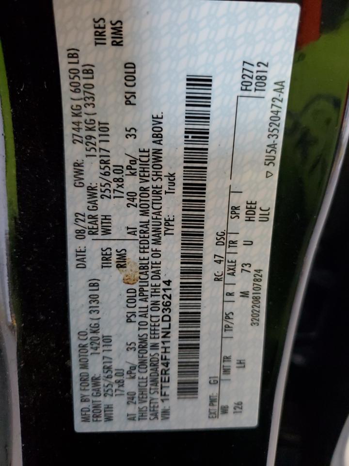 2022 Ford Ranger Xl VIN: 1FTER4FH1NLD36214 Lot: 90078355