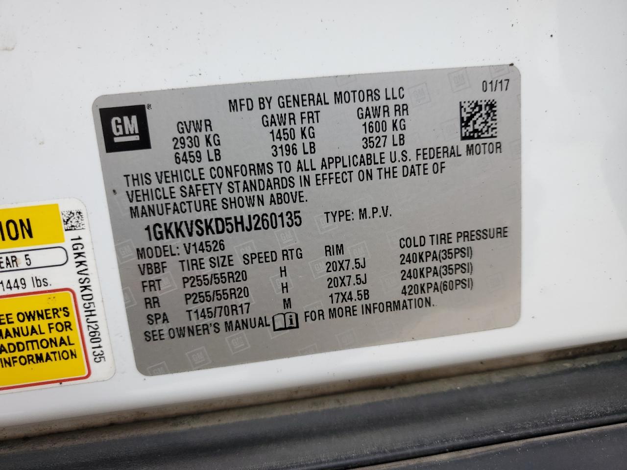 2017 GMC Acadia Limited Slt-2 VIN: 1GKKVSKD5HJ260135 Lot: 82174935