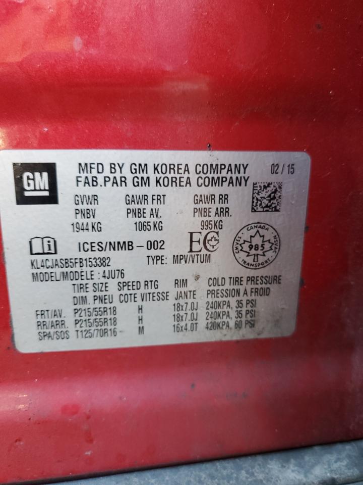 2015 Buick Encore VIN: KL4CJASB5FB153382 Lot: 84232055