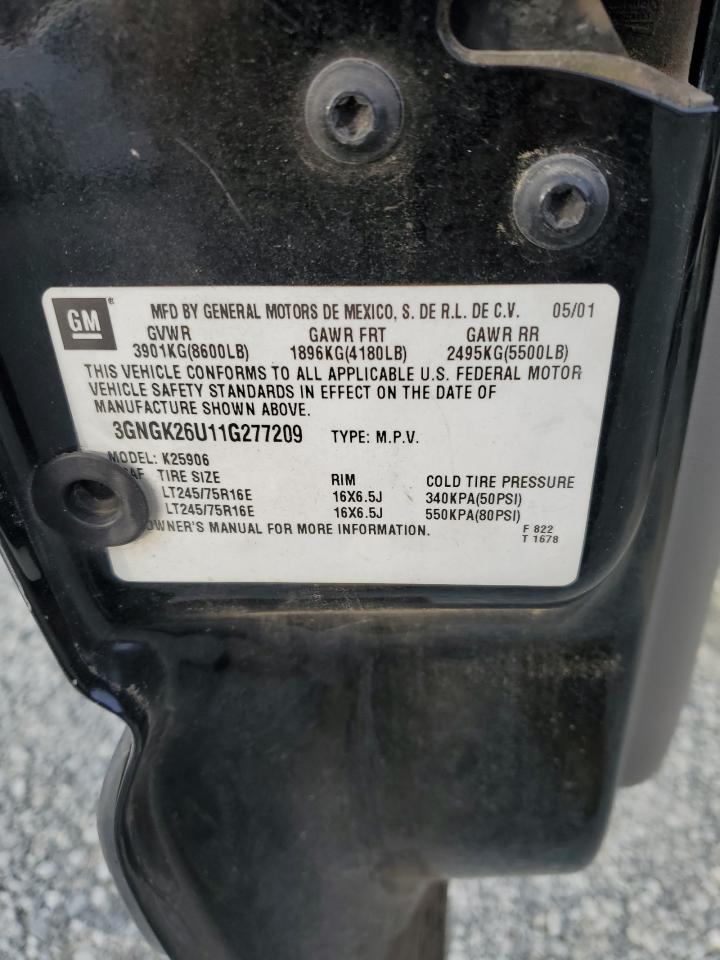 2001 Chevrolet Suburban K2500 VIN: 3GNGK26U11G277209 Lot: 85013605