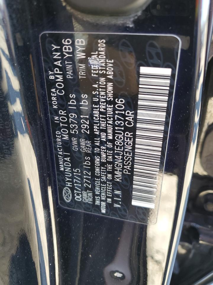 2016 Hyundai Genesis 3.8L VIN: KMHGN4JE8GU137106 Lot: 90365305