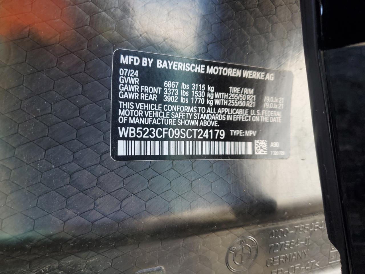 2025 BMW Ix xDrive50 VIN: WB523CF09SCT24179 Lot: 82559075