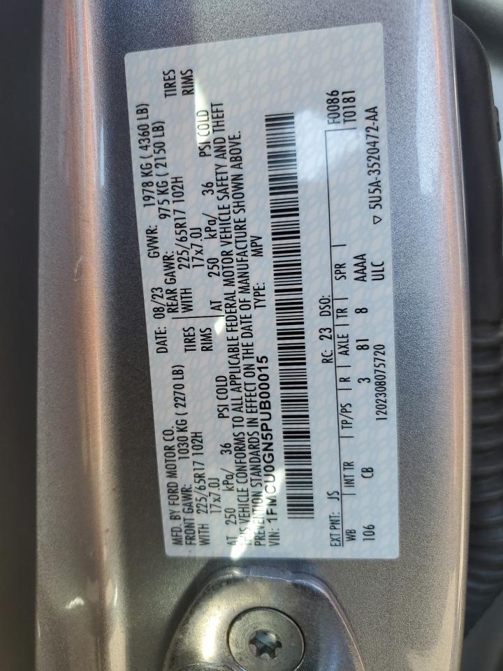 2023 Ford Escape Active VIN: 1FMCU0GN5PUB00015 Lot: 82322725