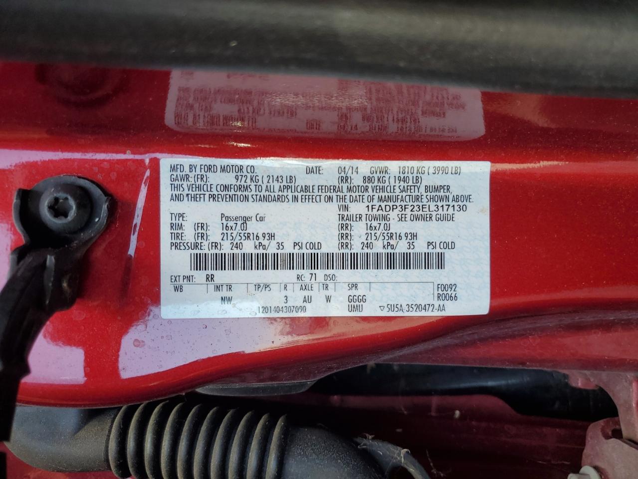 2014 Ford Focus Se VIN: 1FADP3F23EL317130 Lot: 81980175