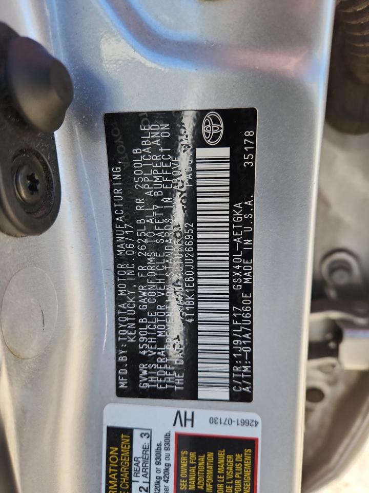 2018 Toyota Avalon Xle VIN: 4T1BK1EB0JU266952 Lot: 86079075