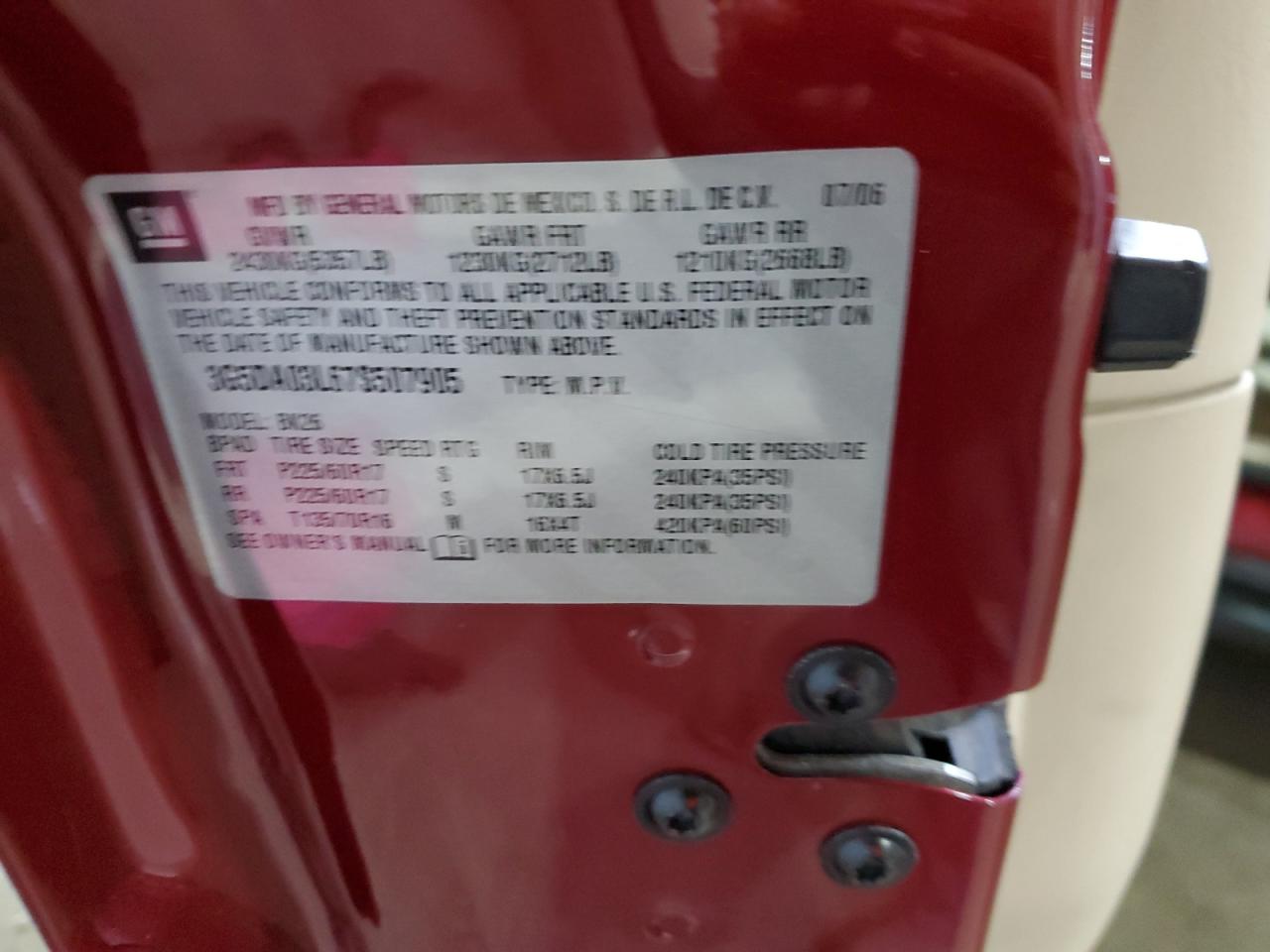 2007 Buick Rendezvous Cx VIN: 3G5DA03L67S507905 Lot: 85328885