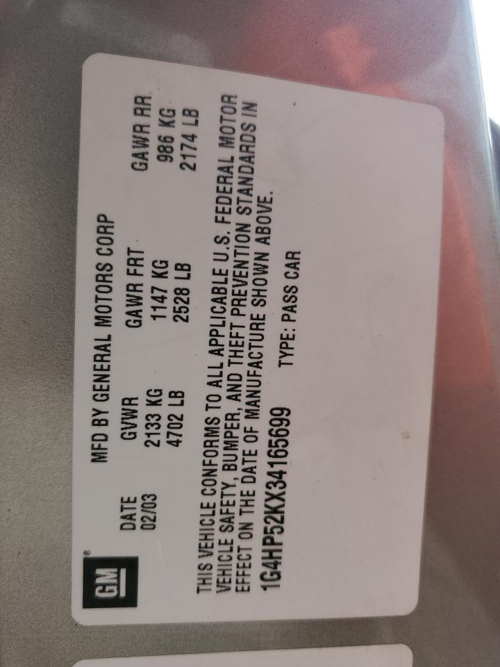 2003 Buick Lesabre Custom VIN: 1G4HP52KX34165699 Lot: 85563975