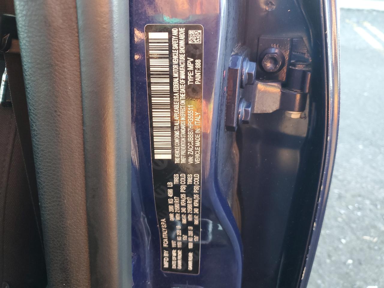 2017 Jeep Renegade Latitude VIN: ZACCJBBB7HPG55511 Lot: 90037875