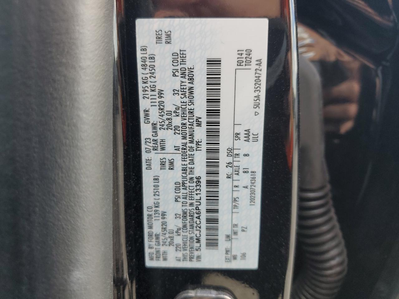 2023 Lincoln Corsair Reserve VIN: 5LMCJ2CA6PUL13396 Lot: 82399655